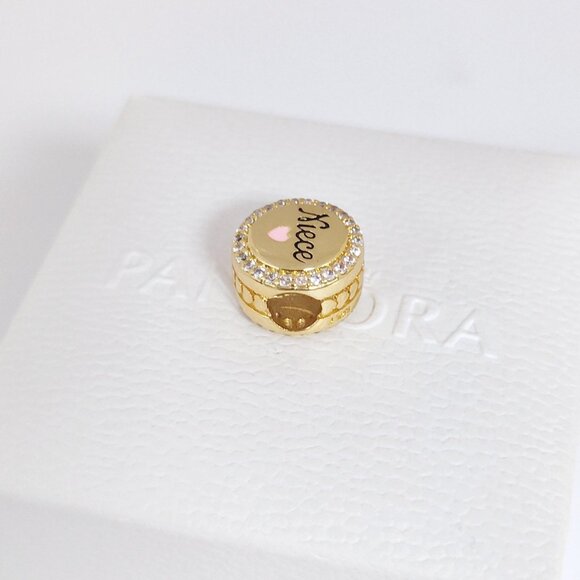 Pandora Engravable Niece Charm Bead Gold Plated with box - Picture 5 of 11